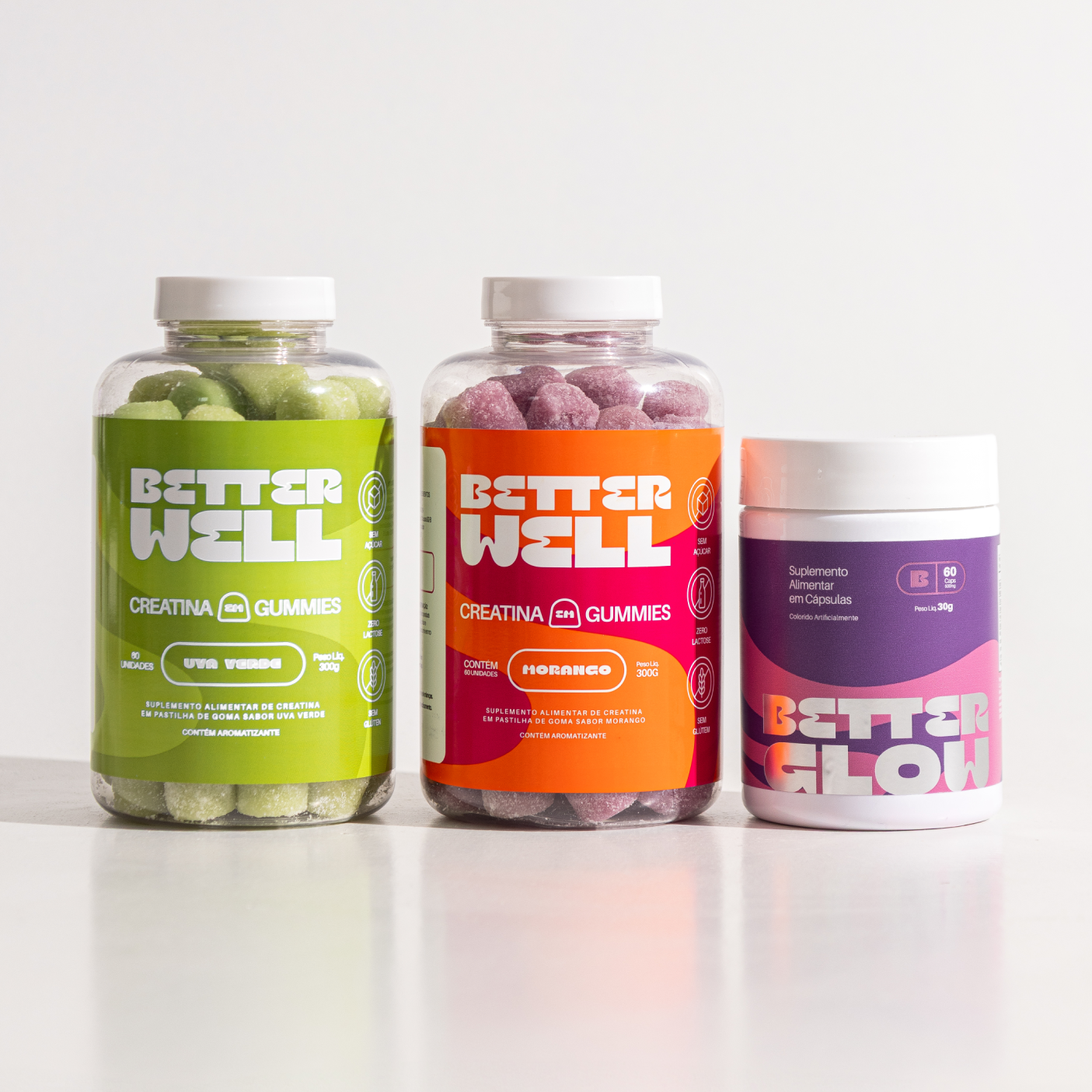 Creatina Morango + Creatina Uva Verde + Better Glow